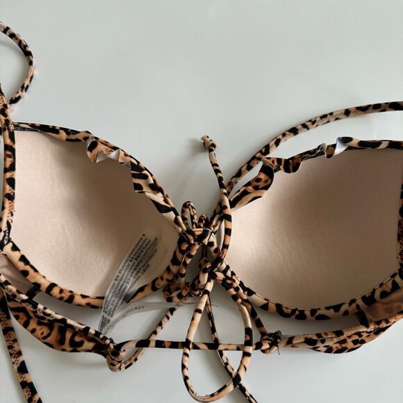 Victoria’s Secret 32C Push Up Animal Top Ruffle Bikini Bottom Size Medium Top - Picture 6 of 7